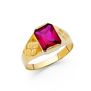 14K Yellow Gold CZ Men's Ring